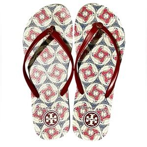 Tory Burch Patterned Flip Flops Size 9